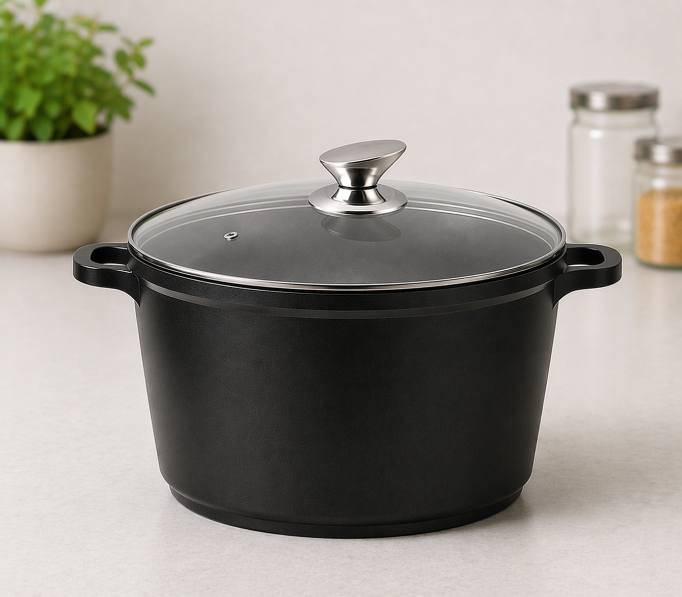 Casseruola Alta Antiaderente con Coperchio in Vetro – 24 cm / 28 cm