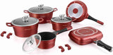 Batteria di Pentole RL-ES1015M 15 Pezzi Nero, Copper o Burgundy