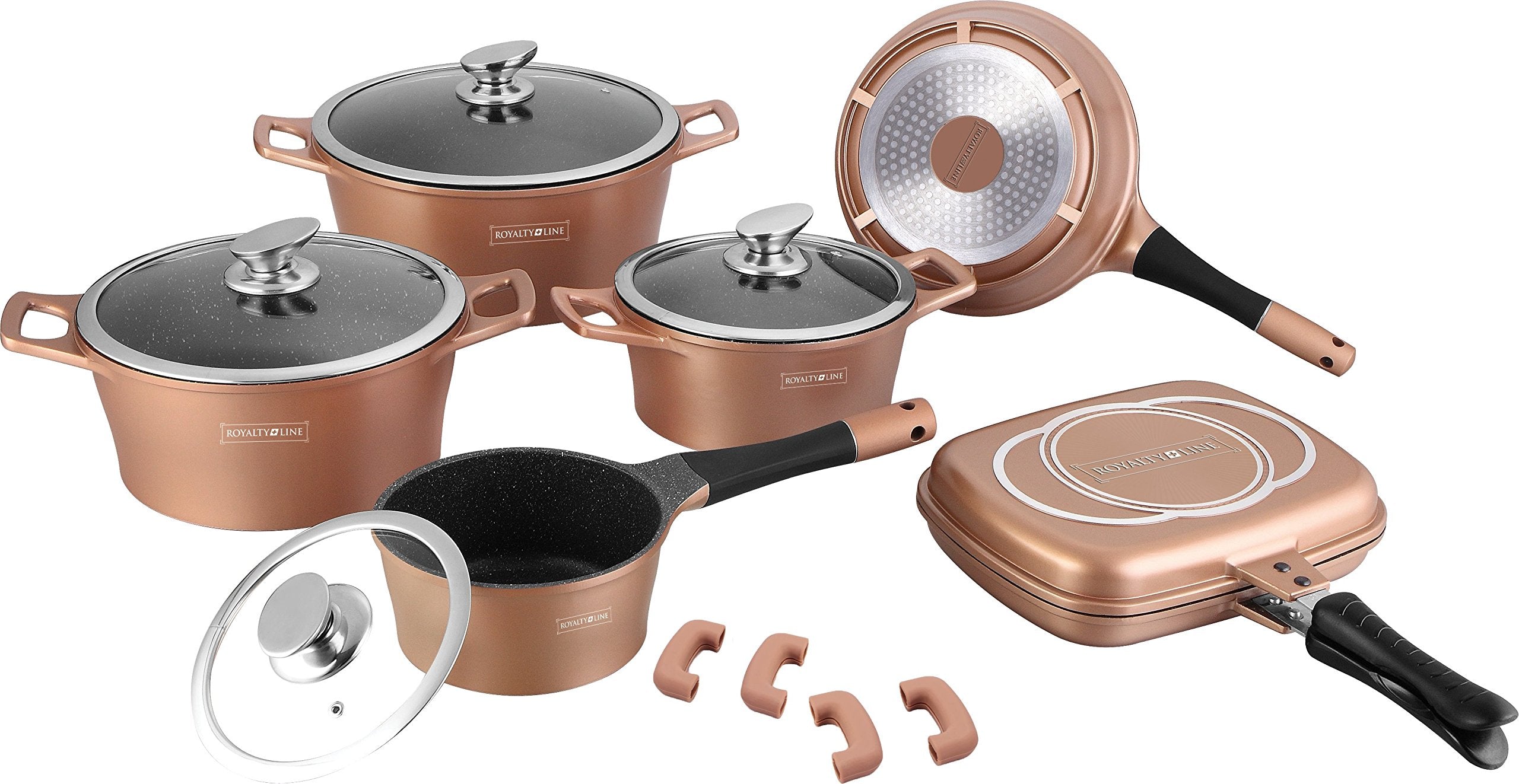 Batteria di Pentole RL-ES1015M 15 Pezzi Nero, Copper o Burgundy