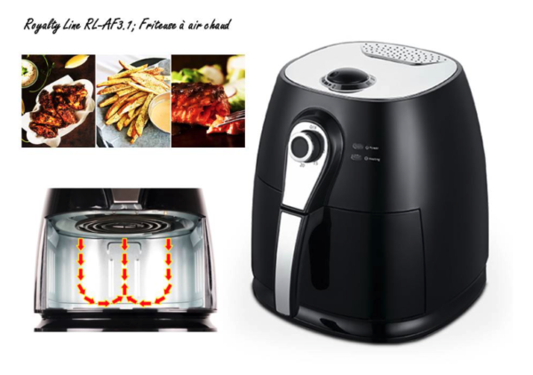 Friggitrice ad Aria Royalty Line RL-AF3.1 3L 1400W Nera