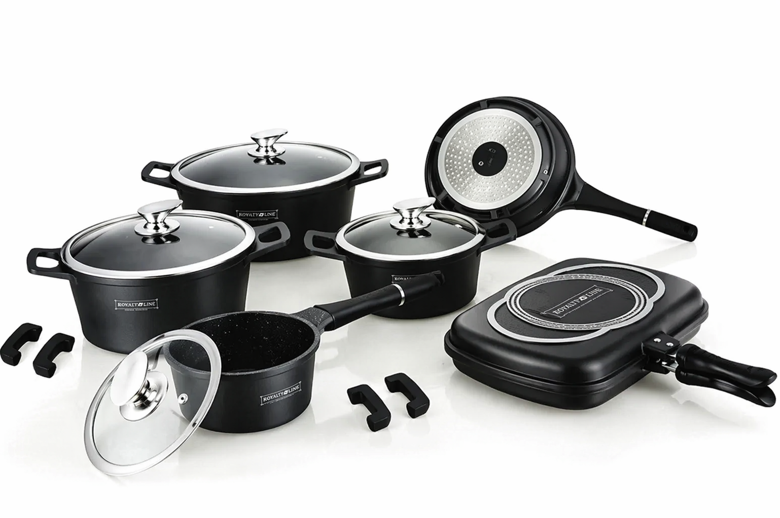 Batteria di Pentole RL-ES1015M 15 Pezzi Nero, Copper o Burgundy